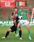 25 July 2014; Colin Healy, Cork City, in action against Steven Beattie, Bohemians. SSE Airtricity League Premier Division, Bohemians v Cork City. Dalymount Park, Dublin. Picture credit: Ramsey Cardy / SPORTSFILE