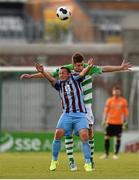 25 July 2014; Gary O'Neill, Drogheda United, in action against Jason McGuinness, Shamrock Rovers. SSE Airtricity League Premier Division, Shamrock Rovers v Drogheda United. Tallaght Stadium, Tallaght, Dublin. Photo by Sportsfile