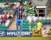25 July 2014; Cathal Brady, Drogheda United, in action against Kieran Waters, Shamrock Rovers. SSE Airtricity League Premier Division, Shamrock Rovers v Drogheda United. Tallaght Stadium, Tallaght, Dublin. Photo by Sportsfile