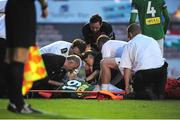 25 July 2014; Brian Lenihan, Cork City, receives treatment following an injury during the game. SSE Airtricity League Premier Division, Bohemians v Cork City. Dalymount Park, Dublin. Picture credit: Cody Glenn / SPORTSFILE