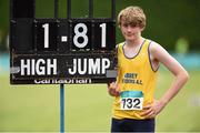 26 July 2014; Ben Donovan, from Abbey Striders AC, Mallow, Co. Cork, after winning the boys under-15 high jump and setting a new national record of 1.81m. GloHealth Juvenile Track and Field Championships, Tullamore Harriers AC, Tullamore, Co. Offaly. Picture credit: Matt Browne / SPORTSFILE