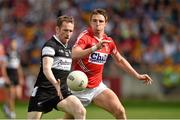 26 July 2014; Mark Brehany, Sligo, in action against Aidan Walsh, Cork. GAA Football All Ireland Senior Championship, Round 4A, Cork v Sligo. O'Connor Park, Tullamore, Co. Offaly. Picture credit: Barry Cregg / SPORTSFILE