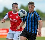 26 July 2014; Kealan Dillon, Athlone Town, in action against Christy Fagan, St. Patrick’s Athletic. SSE Airtricity League Premier Division, Athlone Town v St. Patrick’s Athletic. Athlone Town Stadium, Athlone, Co. Westmeath. Picture credit: David Maher / SPORTSFILE