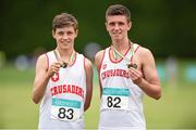 26 July 2014; Brothers James Woods, who came third in the boys U17 800m, and Kevin Woods, who came second in the U19 boys 800m and third in the 400m, from Crusaders AC, Dublin. GloHealth Juvenile Track and Field Championships, Tullamore Harriers AC, Tullamore, Co. Offaly. Picture credit: Matt Browne / SPORTSFILE