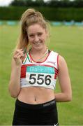 26 July 2014; Maebh Brannigan, from Galway City Harriers AC, Co. Galway, who came second in the girls U18 800m. GloHealth Juvenile Track and Field Championships, Tullamore Harriers AC, Tullamore, Co. Offaly. Picture credit: Matt Browne / SPORTSFILE