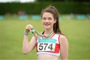 26 July 2014; Alanna Lally, from Galway City Harriers AC, who won gold in the girls U18 800m and 400m. GloHealth Juvenile Track and Field Championships, Tullamore Harriers AC, Tullamore, Co. Offaly. Picture credit: Matt Browne / SPORTSFILE