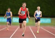 26 July 2014; John Fitzsimons, from Kildare AC, on the way to winning the Boys U17 400m. GloHealth Juvenile Track and Field Championships, Tullamore Harriers AC, Tullamore, Co. Offaly. Picture credit: Matt Browne / SPORTSFILE