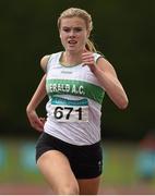 26 July 2014; Jenna Bromell, from Emerald AC, Co. Limerick, on the way to winning the Girls U18 400m. GloHealth Juvenile Track and Field Championships, Tullamore Harriers AC, Tullamore, Co. Offaly. Picture credit: Matt Browne / SPORTSFILE
