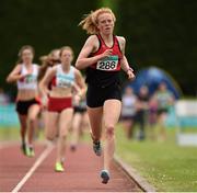 26 July 2014; Emma O'Brien, from Inbhear Dee AC, Wicklow Town, on the way to winning the Girls U16 800m. GloHealth Juvenile Track and Field Championships, Tullamore Harriers AC, Tullamore, Co. Offaly. Picture credit: Matt Browne / SPORTSFILE