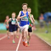 26 July 2014; Cian McPhillips from Longford AC, who won the boys under-13 600m. GloHealth Juvenile Track and Field Championships, Tullamore Harriers AC, Tullamore, Co. Offaly. Picture credit: Matt Browne / SPORTSFILE
