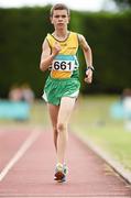 27 July 2014; Gearoid McMahon from Shannon AC, Co. Clare, who won the boy's U-15 2000m walk . GloHealth Juvenile Track and Field Championships, Tullamore Harriers AC, Tullamore, Co. Offaly. Picture credit: Matt Browne / SPORTSFILE