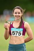 27 July 2014; Maria Carey from Newport AC, Co. Tipperary, who set a new national record of 11.79m in the girls U-17 triple jump. GloHealth Juvenile Track and Field Championships, Tullamore Harriers AC, Tullamore, Co. Offaly. Picture credit: Matt Browne / SPORTSFILE