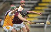 27 July 2014; Richard Doyle, Galway, in action against Jude McCurdy, Antrim. Electric Ireland GAA Hurling All Ireland Minor Championship Quarter-Final, Antrim v Galway. Kingspan Breffni Park, Cavan. Picture credit: Ramsey Cardy / SPORTSFILE