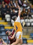 27 July 2014; HP McNeill, Antrim, in action against Jarlath Mannion, Galway. Electric Ireland GAA Hurling All Ireland Minor Championship Quarter-Final, Antrim v Galway. Kingspan Breffni Park, Cavan. Picture credit: Ramsey Cardy / SPORTSFILE