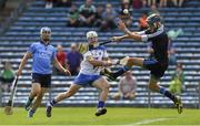 27 July 2014; Eoghan Dunne, Waterford, shoots past the Dublin goalkeeper Jonathan Treacy only to hit the crossbar. Electric Ireland GAA Hurling All Ireland Minor Championship Quarter-Final, Dublin v Waterford. Semple Stadium, Thurles, Co. Tipperary. Picture credit: Ray McManus / SPORTSFILE