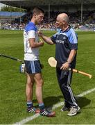 27 July 2014; Dublin manager Padraig Fanning with Rian McBride after the game. Electric Ireland GAA Hurling All Ireland Minor Championship Quarter-Final, Dublin v Waterford. Semple Stadium, Thurles, Co. Tipperary. Picture credit: Ray McManus / SPORTSFILE