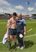 27 July 2014; Dublin manager Padraig Fanning with Tom Fox after the game. Electric Ireland GAA Hurling All Ireland Minor Championship Quarter-Final, Dublin v Waterford. Semple Stadium, Thurles, Co. Tipperary. Picture credit: Ray McManus / SPORTSFILE