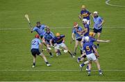 27 July 2014; Shane McGrath, Tipperary, in action against Dublin players, left to right, Ryan O'Dwyer, Danny Sutcliffe, Alan McCrabbe, Colm Cronin, and Liam Rushe. GAA Hurling All Ireland Senior Championship Quarter-Final, Tipperary v Dublin. Semple Stadium, Thurles, Co. Tipperary. Picture credit: Dáire Brennan / SPORTSFILE