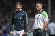 27 July 2014; Limerick manager TJ Ryan alongside captain Donal O'Grady before the game. GAA Hurling All Ireland Senior Championship Quarter-Final, Limerick v Wexford. Semple Stadium, Thurles, Co. Tipperary. Picture credit: Diarmuid Greene / SPORTSFILE