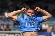 27 July 2014; Con O'Callaghan, Dublin, removes his jersey after the game. Electric Ireland GAA Hurling All Ireland Minor Championship Quarter-Final, Dublin v Waterford. Semple Stadium, Thurles, Co. Tipperary. Picture credit: Ray McManus / SPORTSFILE
