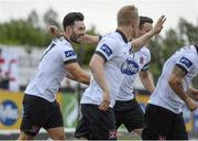 27 July 2014; Richie Towell, left, Dundalk, celebrates after scoring his side's first goal. SSE Airtricity League Premier Division, Dundalk v Bray Wanderers. Oriel Park, Dundalk, Co. Louth. Photo by Sportsfile