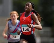 27 July 2014; Patience Jumbo-Gula from St. Gerards AC, Dundalk, Co. Louth, on her way to winning the U-14 200m. GloHealth Juvenile Track and Field Championships, Tullamore Harriers AC, Tullamore, Co. Offaly. Picture credit: Matt Browne / SPORTSFILE