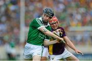 27 July 2014; Graeme Mulcahy, Limerick, in action against Diarmuid O'Keeffe, Wexford. GAA Hurling All Ireland Senior Championship Quarter-Final, Limerick v Wexford. Semple Stadium, Thurles, Co. Tipperary. Picture credit: Dáire Brennan / SPORTSFILE