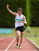 27 July 2014; Aaron Egan from Clonmel AC, Co. Tipperary, celebrates winning the U-18 3000m Walk. GloHealth Juvenile Track and Field Championships, Tullamore Harriers AC, Tullamore, Co. Offaly. Picture credit: Matt Browne / SPORTSFILE