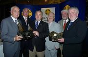 15 July 2006; Kerry recepients at the 2006 GAA MacNamee awards, from left, John Barry, former Sports Editor of the Kerryman, who received the Hall of Fame award, Sean Walsh, Chairman of the Kerry County Board, Nickey Brennan, GAA President, Willie O'Connor, PRO Kerry County Board, Danny Lynch, PRO, GAA, and Eamon O'Sullivan, Secretary of the Kerry County Board, who received the Special Merit award on behalf of the Kerry County Board. Burlington Hotel, Dublin. Picture credit: Brendan Moran / SPORTSFILE