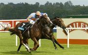 9 September 2006; Frost Giant, 7, with Kieran Fallon up, on their way to winning the Bruce Betting Kilternan Stakes from Cougar Bay, with Wayne Lordan up. Leopardstown Racecourse, Leopardstown, Dublin. Picture credit: Ray Lohan / SPORTSFILE *** Local Caption ***