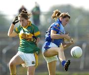 9 September 2006; Fiona Farrell, Longford, in action against Mairead Stenson, Leitrim, TG4 Ladies All-Ireland Junior Football Championship Semi-Final, Longford v Leitrim, Dr Hyde Park, Co. Roscommon. Picture credit: Damien Eagers / SPORTSFILE