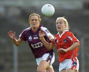 9 September 2006; Maria O'Donnell, Armagh, in action against Emer Flaherty, Galway, TG4 Ladies All-Ireland Senior Football Championship Semi-Final, Galway v Armagh, Dr Hyde Park, Co. Roscommon. Picture credit: Damien Eagers / SPORTSFILE