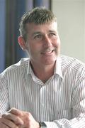 13 September 2006; Derry City manager Stephen Kenny during a press conference ahead of their UEFA Cup First Round, First Leg fixture against Paris Saint-Germain. City Hotel, Derry. Picture credit: Oliver McVeigh / SPORTSFILE