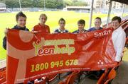 13 September 2006; St Patrick's Athletic F.C. players, from left, Brendan Clarke, Luke Fitzpatrick, Sean O'Connor, Kevin Grogan, with Pat Teehan, second from left, and Patricia Byrne, The Samaritans, during a photocall to support the recently launched Samaritans Teenhelp service, a community initative to provide help and emotional support for suicidal teenagers. Richmond Park, Dublin. Picture credit: Matt Browne / SPORTSFILE