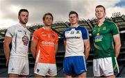 28 July 2014; In attendance at a GAA Football All Ireland Round 4B Press Event are, from left, Fergal Conway, Kildare, Kevin Dyas, Armagh, Darren Hughes, Monaghan, and Kevin Reilly, Meath. Croke Park, Dublin. Photo by Sportsfile