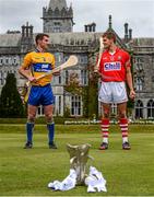 28 July 2014; Clare's Colm Galvin and Cork's Alan Cadogan, both Bord Gáis Energy Ambassadors, met on neutral territory today at Adare Manor, County Limerick, ahead of Wednesday's Bord Gáis Energy GAA Hurling U-21 Munster Championship Final at Cusack Park in Ennis. The match will be shown live on TG4 from 7.15pm with fans able to vote for their Man of the Match using the hBGE hashtag on twitter. Pictured are Clare's Colm Galvin, left, and Cork's Alan Cadogan. Adare Manor, Limerick Road, Adare, Co. Limerick. Picture credit: Diarmuid Greene / SPORTSFILE