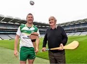 29 July 2014; Brendan Cummins, Tipperary, with Oliver Gough, former Kilkenny and Wexford hurler and winner of the Poc Fada Finals in 1964, during the launch of the M.Donnelly GAA’s All-Ireland Poc Fada Finals. Croke Park, Dublin. Picture credit: David Maher / SPORTSFILE