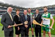 29 July 2014; Uachtarán Chumann Lúthchleas Gael Liam Ó Néill, third left, with from left to right, Martin Donnelly, President of the Camogie Association Aileen Lawlor, Brendan Cummins, Tipperary, Humphrey Kelleher, Chairman of the National Poc Fada Committee, and Eoin Reilly, Laois, during the launch of the M.Donnelly GAA’s All-Ireland Poc Fada Finals. Croke Park, Dublin. Picture credit: David Maher / SPORTSFILE