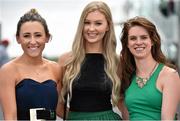 29 July 2014; Enjoying a day at the races are, from left, Michelle McDonagh, Sara Ní Chuirreain and Aisling McDonagh, all from Rossaveal, Co. Galway. Galway Racing Festival, Ballybrit, Co. Galway. Picture credit: Barry Cregg / SPORTSFILE