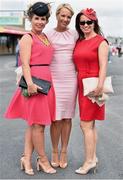 29 July 2014; Enjoying a day at the races are, from left,  Lisa McGrath, Mary Foley, and Claire McGrath, all from Dungarvan, Co. Waterford. Galway Racing Festival, Ballybrit, Co. Galway. Picture credit: Barry Cregg / SPORTSFILE