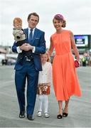 30 July 2014; Jockey Tony McCoy arrives for the day's races with his wife Chanelle and his children Eve and Archie. Galway Racing Festival, Ballybrit, Co. Galway. Picture credit: Barry Cregg / SPORTSFILE