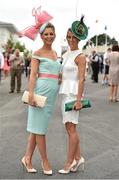 30 July 2014; Enjoying a day at the races are Gabrielle Dunne, left, and her sister Barbara, from Abbeyknockmoy, Co. Galway. Galway Racing Festival, Ballybrit, Co. Galway. Picture credit: Barry Cregg / SPORTSFILE