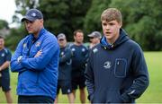 30 July 2014; Leinster Academy player Garry Ringrose, in the company of coach Ben Armstrong, speaks to participants during a Leinster School of Excellence Camp. The King's Hospital, Palmerstown, Dublin. Picture credit: Brendan Moran / SPORTSFILE