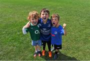 30 July 2014; Six year old players, from left to right, Dan Lucey, from Foxrock, Donncha Murray, and Aidan Wehilrley, both from Ballsbridge, all Co. Dublin, during the The Herald Leinster Rugby Summer Camps in Wanderers FC, Merrion Road, Co. Dublin. Picture credit: Dáire Brennan / SPORTSFILE