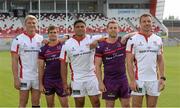 30 July 2014; Ulster players, from left to right, Franco Van Der Merwe, Luis Ludic, Nick Williams, Darren Cave and Tommy Bowe in attendance at a new Ulster Rugby kit launch for the new season. Kingspan Stadium, Belfast, Co. Antrim. Picture credit: Oliver McVeigh / SPORTSFILE