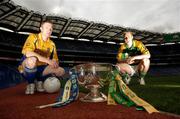 11 September 2006; Roscommon captain Dave Flynn, left, and Kerry captain Paddy Curran with theTom Markham Cup at a photocall ahead of the ESB All-Ireland Minor Football Final on Sunday next. Croke Park, Dublin. Picture credit: David Maher / SPORTSFILE