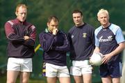 9 September 2006; Gary Connaughton, Westmeath, left, with Mick O'Keeffe, Kilmaccud Crokes, second from left, and Dublin's Ray Cosgrove, second from right and Mark Vaughan at the 2006 MBNA Kick Fada Final. Bray Emmets GAA Club, Bray, Co. Wicklow. Picture credit: Pat Murphy / SPORTSFILE