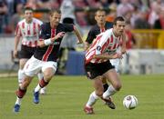 14 September 2006; Ciaran Martyn, Derry City, in action against David Rozehnal, Paris St Germain. UEFA Cup, First Round, First leg fixture, Derry City v Paris St Germain, Brandywell, Derry. Picture credit: David Maher / SPORTSFILE