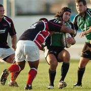 15 September 2006; Gavin Williams, Connacht, is tackled by Deacon Manu, Llanelli Scarlets. Magners Celtic League 2006 - 2007, Connacht v Llanelli. Picture credit; Ray Ryan / SPORTSFILE