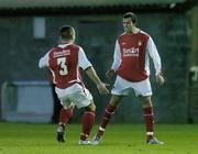 15 September 2006; Keith Fahy, right, St. Patrick's Athletic, celebrates after scoring his sides first goal with team-mate John Frost. eircom League Premier Division, Shelbourne v St. Patrick's Athletic, Richmond Park, Dublin.  Picture credit: David Maher / SPORTSFILE
